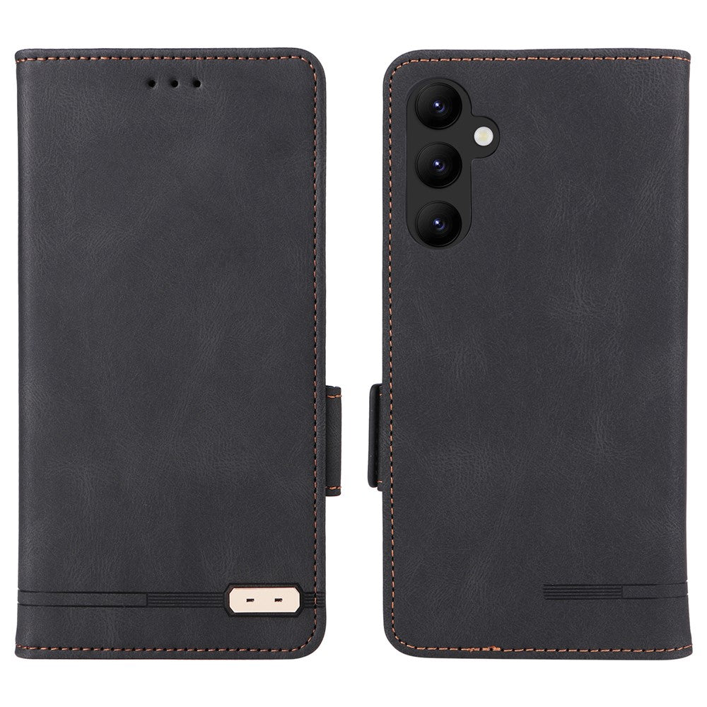 Til Samsung Galaxy A24 4G (162.1 x 77.6 x 8.3mm) Mobiltelefoncover med metalpynt i PU-læder, stander og pung