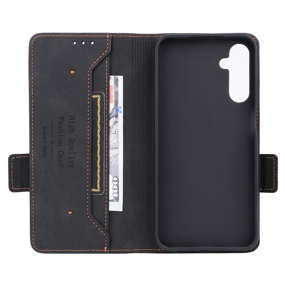 Til Samsung Galaxy A24 4G (162.1 x 77.6 x 8.3mm) Mobiltelefoncover med metalpynt i PU-læder, stander og pung