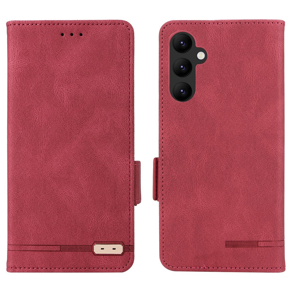Til Samsung Galaxy A24 4G (162.1 x 77.6 x 8.3mm) Mobiltelefoncover med metalpynt i PU-læder, stander og pung