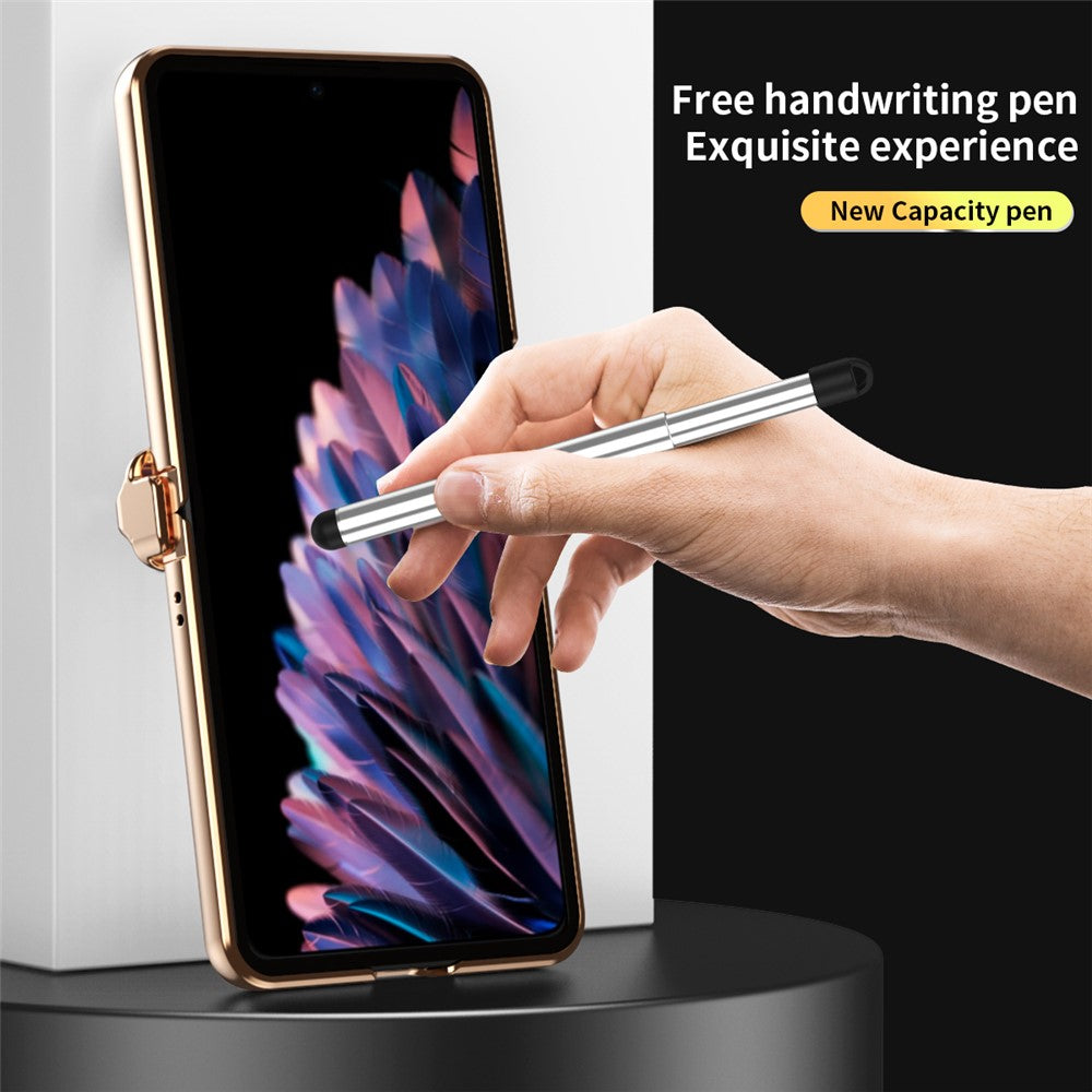 For Oppo Find N2 Flip 5G Hinge Protection Phone Case PU Leather+PC Folding Cover with Pen
