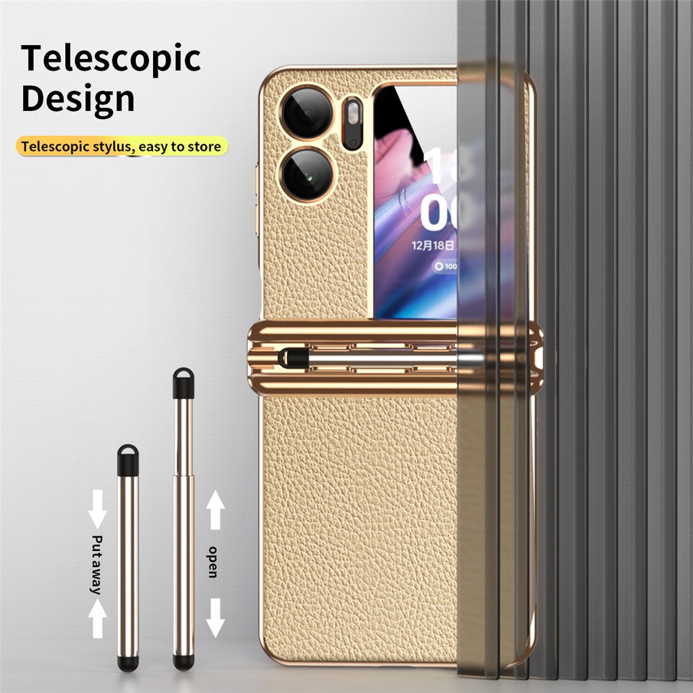 For Oppo Find N2 Flip 5G Hinge Protection Phone Case PU Leather+PC Folding Cover with Pen
