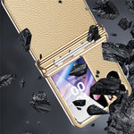 For Oppo Find N2 Flip 5G Hinge Protection Phone Case PU Leather+PC Folding Cover with Pen