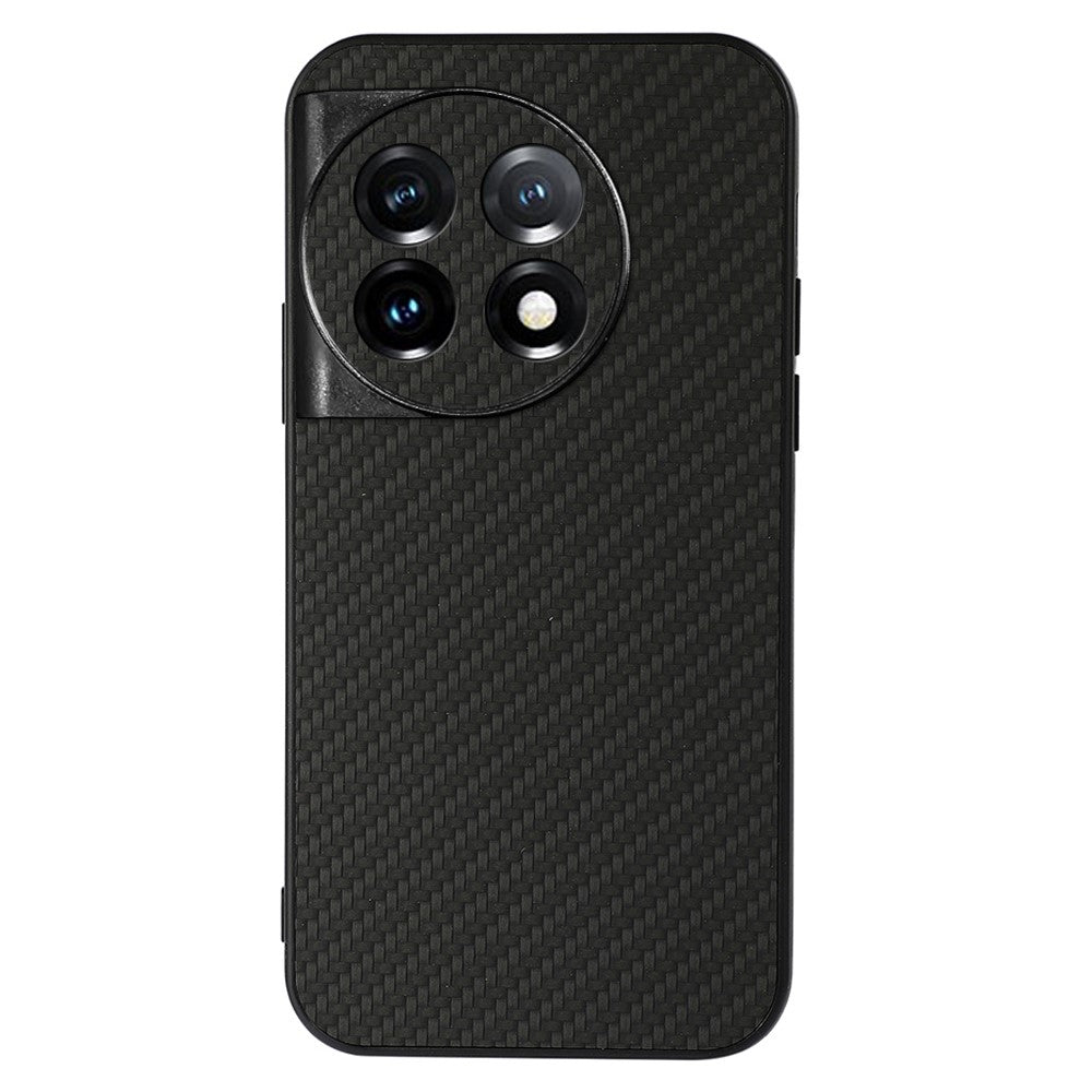For OnePlus 11 5G Carbon Fiber Texture Phone Case Anti-drop PU Leather Coated TPU Cover