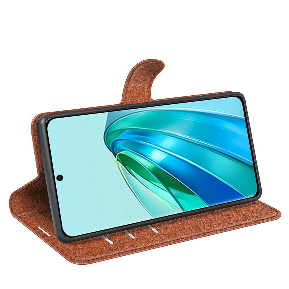 For Honor X9a 5G Leather Phone Case Stand Wallet Litchi Texture Full Protection Phone Cover