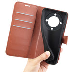For Honor X9a 5G Leather Phone Case Stand Wallet Litchi Texture Full Protection Phone Cover