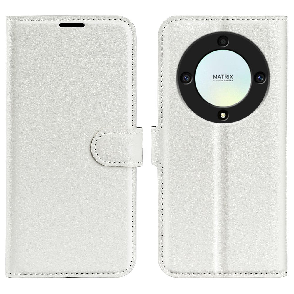 For Honor X9a 5G Leather Phone Case Stand Wallet Litchi Texture Full Protection Phone Cover