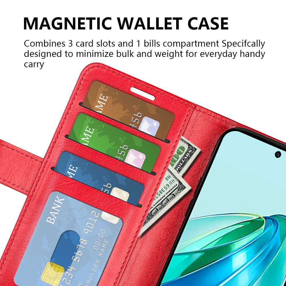 Stand Wallet Telefoncover til Honor X9a 5G Crazy Horse Tekstur Anti-fald Læder Telefoncover