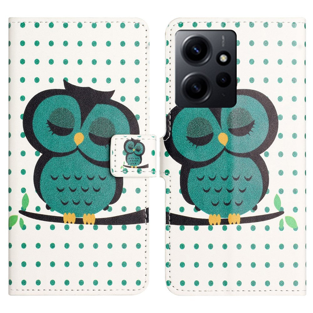 For Xiaomi Redmi Note 12 4G Phone Stand Case PU Leather Pattern Printing Wallet Cover