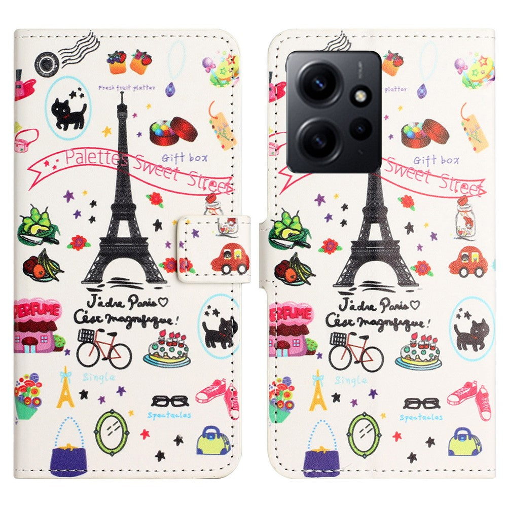 For Xiaomi Redmi Note 12 4G Phone Stand Case PU Leather Pattern Printing Wallet Cover