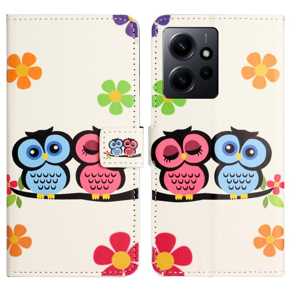 For Xiaomi Redmi Note 12 4G Phone Stand Case PU Leather Pattern Printing Wallet Cover