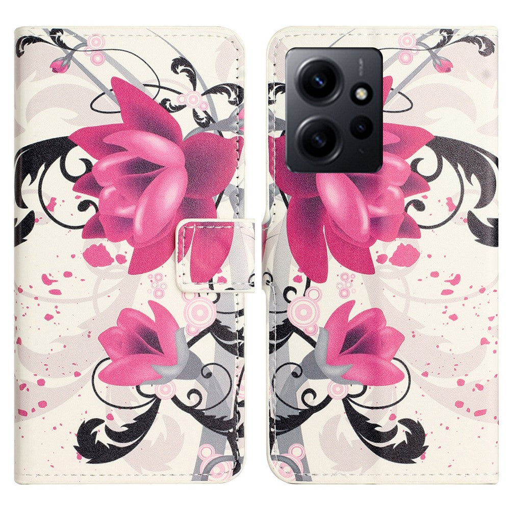 For Xiaomi Redmi Note 12 4G Phone Stand Case PU Leather Pattern Printing Wallet Cover