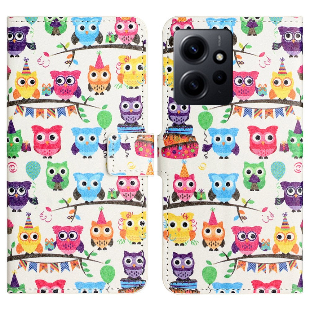 For Xiaomi Redmi Note 12 4G Phone Stand Case PU Leather Pattern Printing Wallet Cover