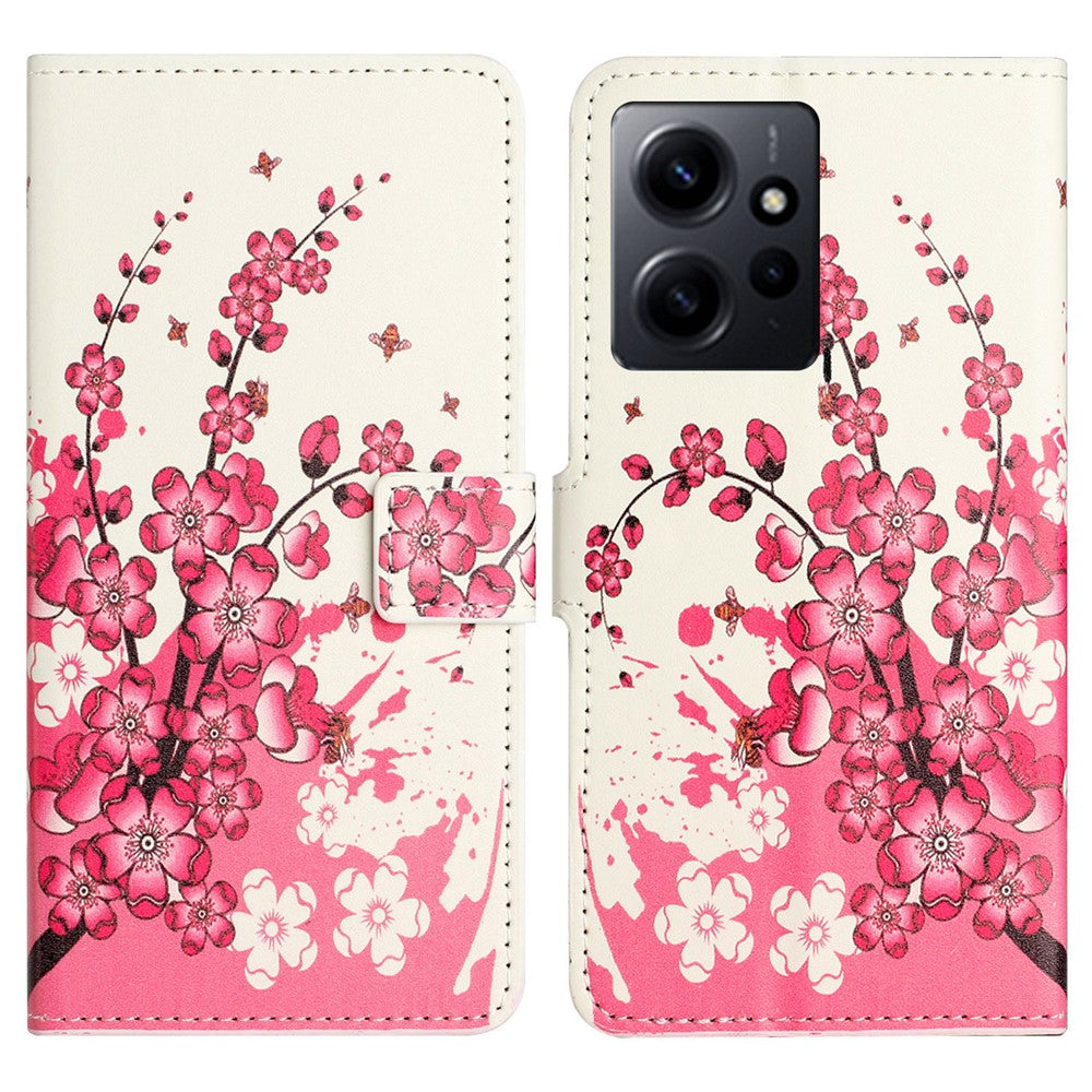For Xiaomi Redmi Note 12 4G Phone Stand Case PU Leather Pattern Printing Wallet Cover