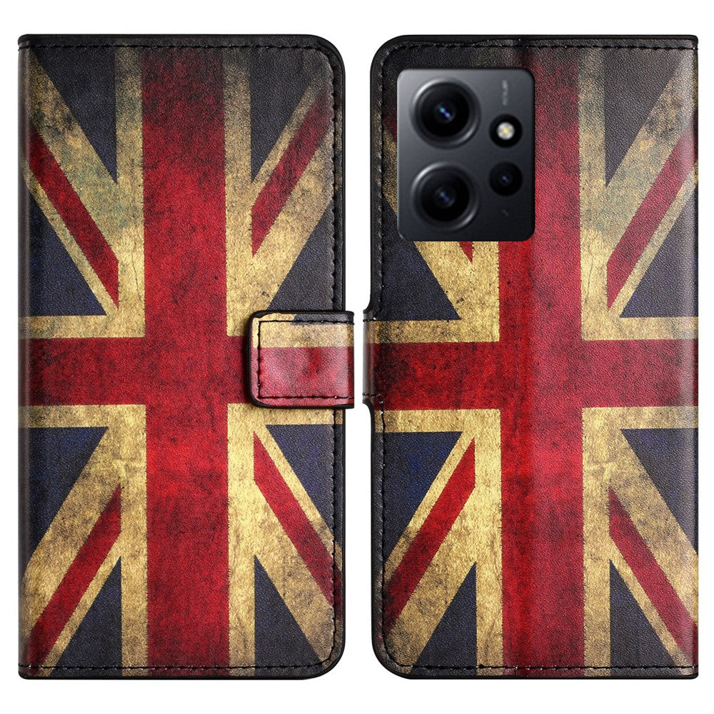For Xiaomi Redmi Note 12 4G Phone Stand Case PU Leather Pattern Printing Wallet Cover