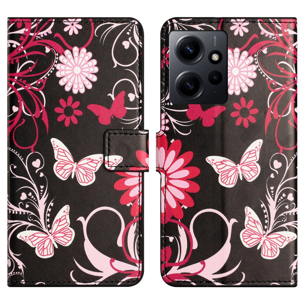 For Xiaomi Redmi Note 12 4G Phone Stand Case PU Leather Pattern Printing Wallet Cover