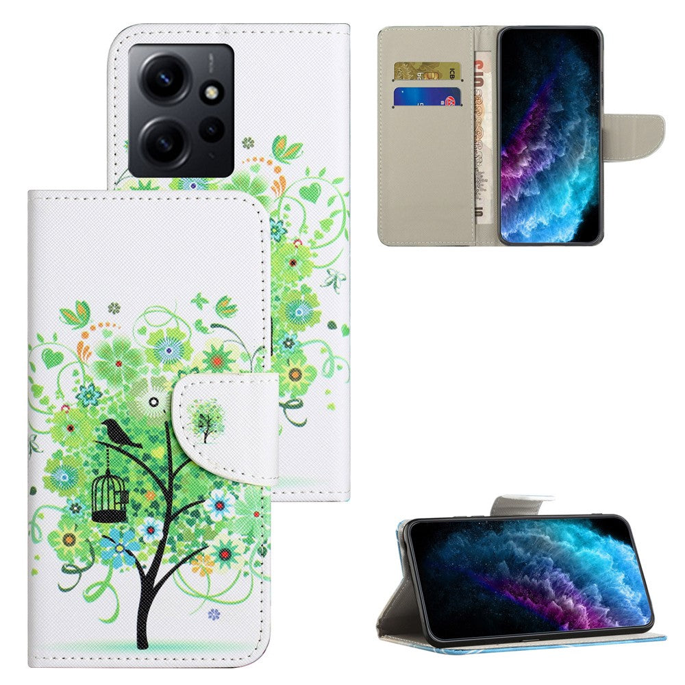For Xiaomi Redmi Note 12 4G Stand Phone Leather Case Wallet Pattern Printing Phone Cover