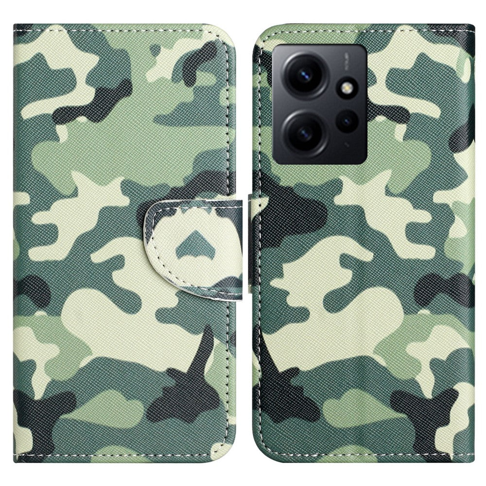 Xiaomi Redmi Note 12 4G stativmobil läderfodral plånbok mönster tryck mobilskydd