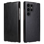 Vertical Flip Cover for Samsung Galaxy S23 Ultra , PC+PU Leather Crazy Horse Texture Phone Shell Case