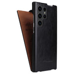 Vertical Flip Cover for Samsung Galaxy S23 Ultra , PC+PU Leather Crazy Horse Texture Phone Shell Case