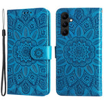 Leather Phone Case for Samsung Galaxy A24 4G (162.1 x 77.6 x 8.3mm) , Stand Wallet Sunflower Imprinted Cover with Hand Strap