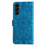 Leather Phone Case for Samsung Galaxy A24 4G (162.1 x 77.6 x 8.3mm) , Stand Wallet Sunflower Imprinted Cover with Hand Strap