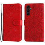 Leather Phone Case for Samsung Galaxy A24 4G (162.1 x 77.6 x 8.3mm) , Stand Wallet Sunflower Imprinted Cover with Hand Strap