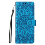 For Samsung Galaxy Z Fold3 5G Wallet Phone Case Stand Sunflower Imprinted Leather Folding Phone Cover with Strap