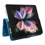 For Samsung Galaxy Z Fold3 5G Wallet Phone Case Stand Sunflower Imprinted Leather Folding Phone Cover with Strap