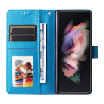 For Samsung Galaxy Z Fold3 5G Wallet Phone Case Stand Sunflower Imprinted Leather Folding Phone Cover with Strap