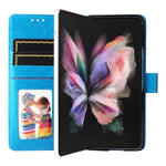For Samsung Galaxy Z Fold3 5G Wallet Phone Case Stand Sunflower Imprinted Leather Folding Phone Cover with Strap