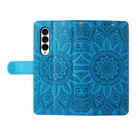 For Samsung Galaxy Z Fold3 5G Wallet Phone Case Stand Sunflower Imprinted Leather Folding Phone Cover with Strap