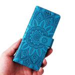 For Samsung Galaxy Z Fold3 5G Wallet Phone Case Stand Sunflower Imprinted Leather Folding Phone Cover with Strap