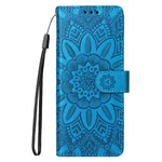 For Samsung Galaxy Z Fold4 5G Leather Stand Phone Case Sunflower Imprinted Wallet Folding Phone Cover with Strap