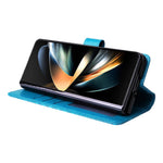 For Samsung Galaxy Z Fold4 5G Leather Stand Phone Case Sunflower Imprinted Wallet Folding Phone Cover with Strap