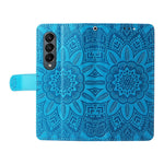 For Samsung Galaxy Z Fold4 5G Leather Stand Phone Case Sunflower Imprinted Wallet Folding Phone Cover with Strap