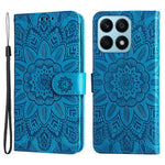 For Honor X8a 4G PU Leather Phone Wallet Case Stand Sunflower Imprinted Phone Cover with Hand Strap