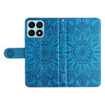 For Honor X8a 4G PU Leather Phone Wallet Case Stand Sunflower Imprinted Phone Cover with Hand Strap