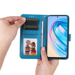 For Honor X8a 4G PU Leather Phone Wallet Case Stand Sunflower Imprinted Phone Cover with Hand Strap