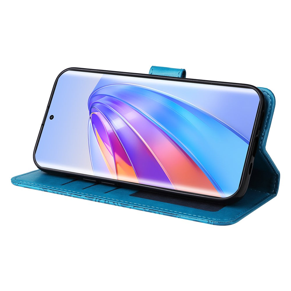 For Honor X40 5G / X9a 5G / Magic5 Lite 5G Leather Phone Case Sunflower Imprinted Stand Wallet Cover with Hand Strap