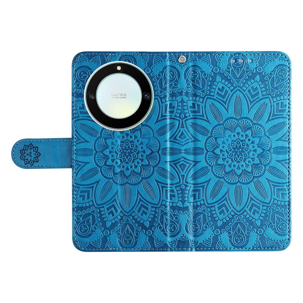 For Honor X40 5G / X9a 5G / Magic5 Lite 5G Leather Phone Case Sunflower Imprinted Stand Wallet Cover with Hand Strap