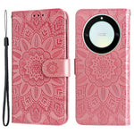 For Honor X40 5G / X9a 5G / Magic5 Lite 5G Leather Phone Case Sunflower Imprinted Stand Wallet Cover with Hand Strap