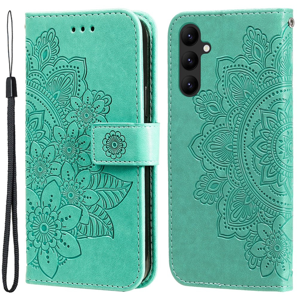 For Samsung Galaxy A24 4G (162.1 x 77.6 x 8.3mm) Case Floral Pattern PU Leather Wallet Stand Phone Cover