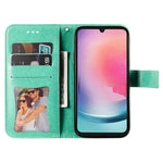 For Samsung Galaxy A24 4G (162.1 x 77.6 x 8.3mm) Case Floral Pattern PU Leather Wallet Stand Phone Cover