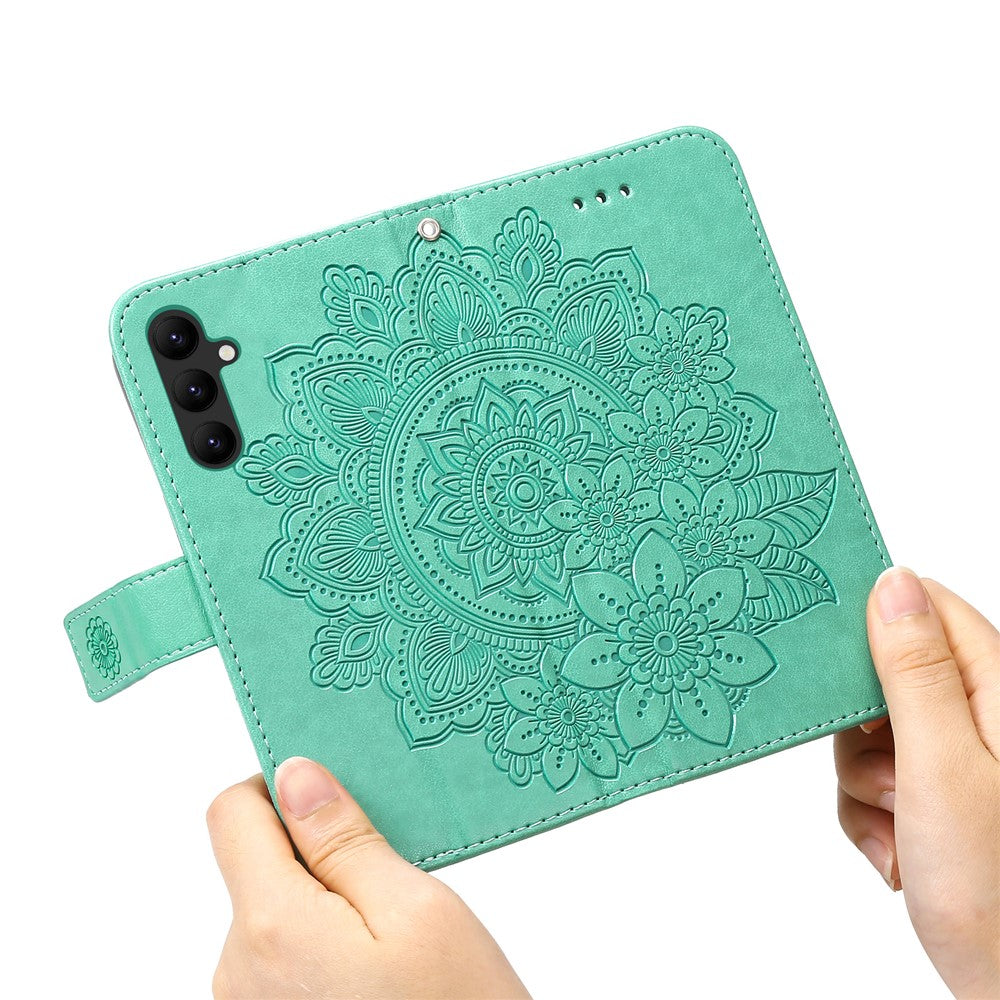 For Samsung Galaxy A24 4G (162.1 x 77.6 x 8.3mm) Case Floral Pattern PU Leather Wallet Stand Phone Cover
