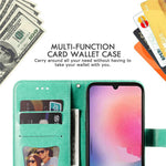For Samsung Galaxy A24 4G (162.1 x 77.6 x 8.3mm) Case Floral Pattern PU Leather Wallet Stand Phone Cover