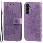 For Samsung Galaxy A24 4G (162.1 x 77.6 x 8.3mm) Case Floral Pattern PU Leather Wallet Stand Phone Cover