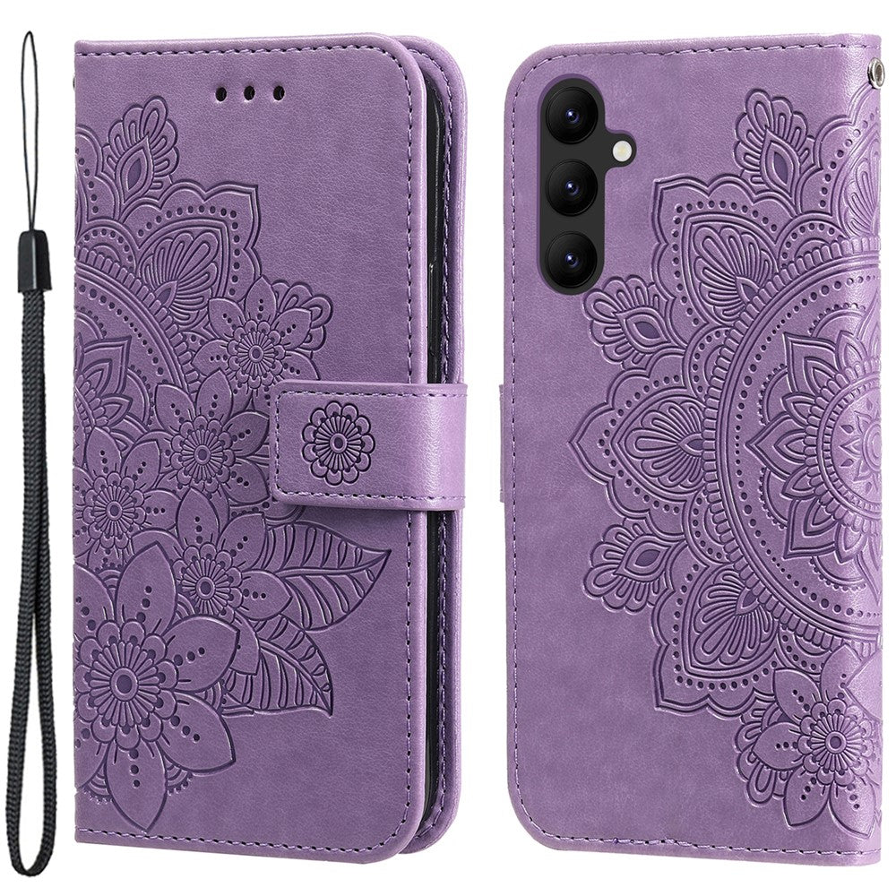 For Samsung Galaxy A24 4G (162.1 x 77.6 x 8.3mm) Case Floral Pattern PU Leather Wallet Stand Phone Cover
