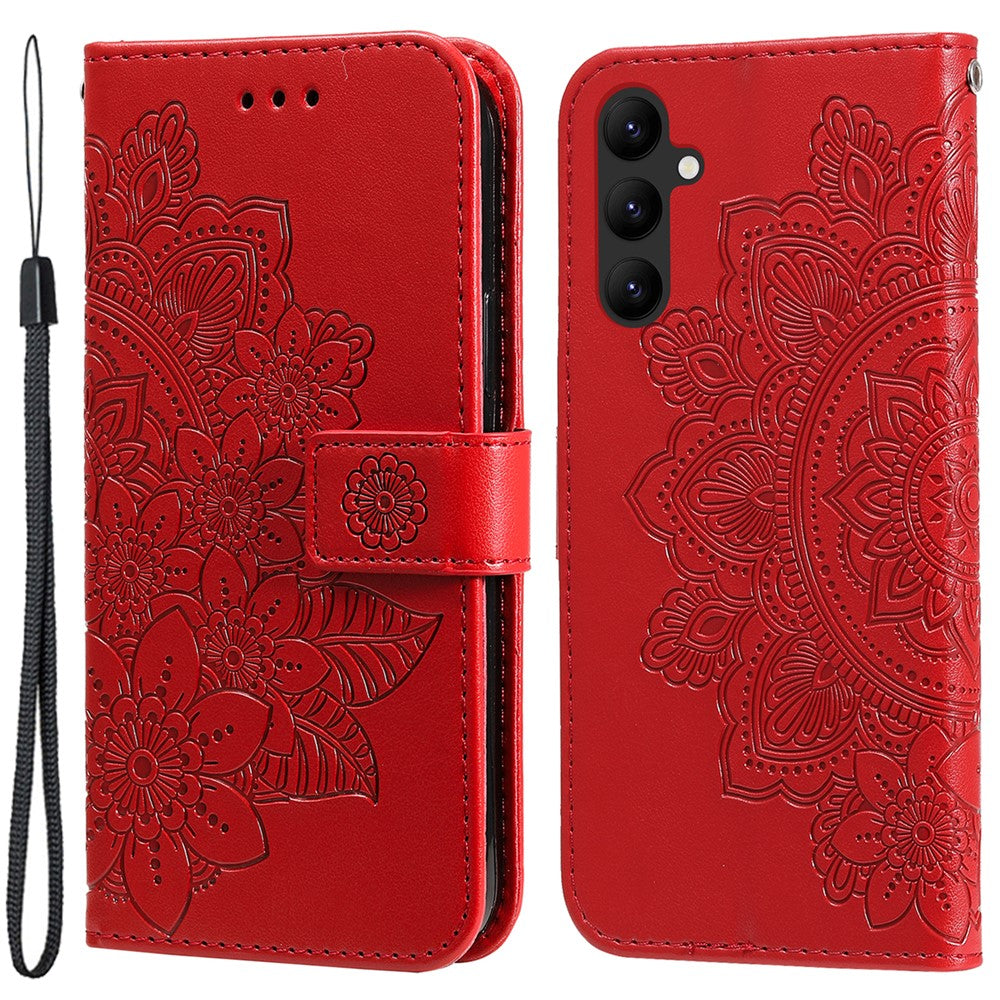 For Samsung Galaxy A24 4G (162.1 x 77.6 x 8.3mm) Case Floral Pattern PU Leather Wallet Stand Phone Cover