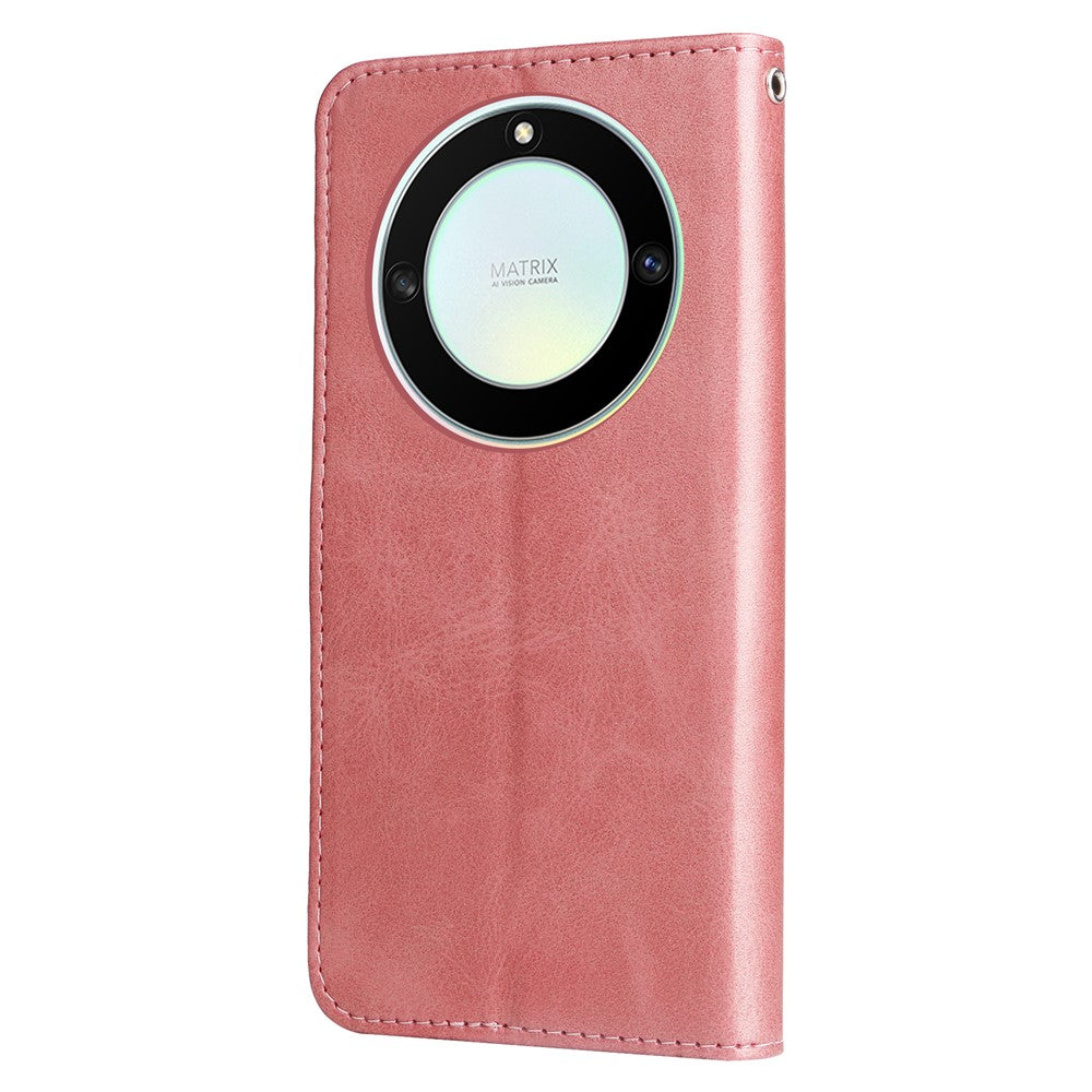For Honor X40 5G / X9a 5G / Magic5 Lite 5G Calf Texture Zipper Pocket Phone Case PU Leather Wallet Stand Anti-drop Cover