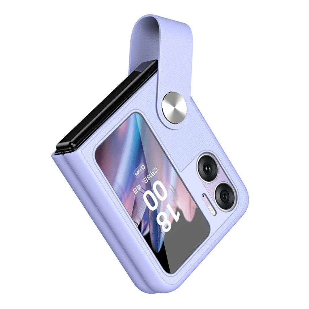 Oppo Find N2 Flip 5G-skal med fingerrem, fällbart mobilskal, PU-läder, PC-skal med stativ